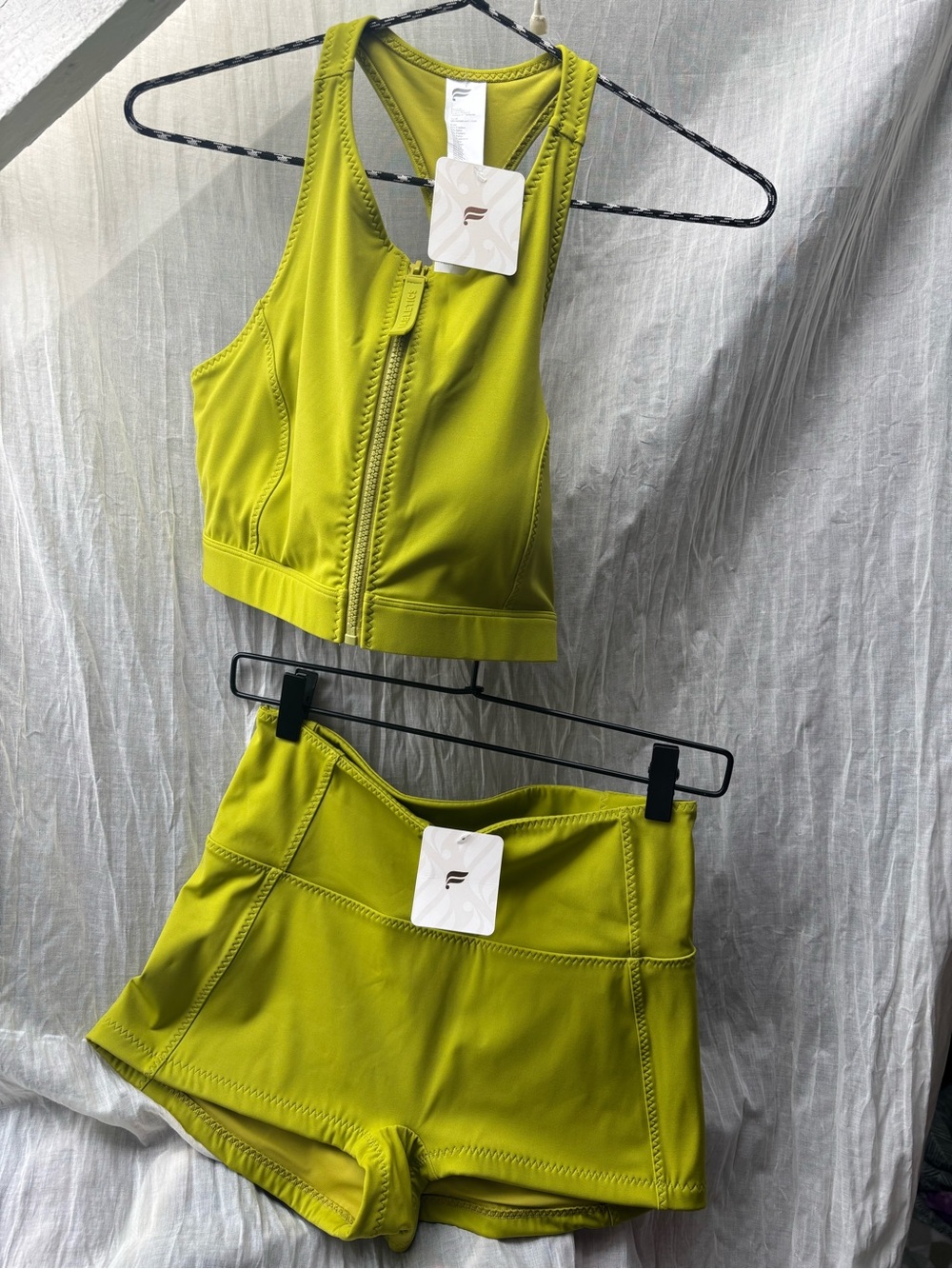Fabletics Lime Zip-Front Swim Top